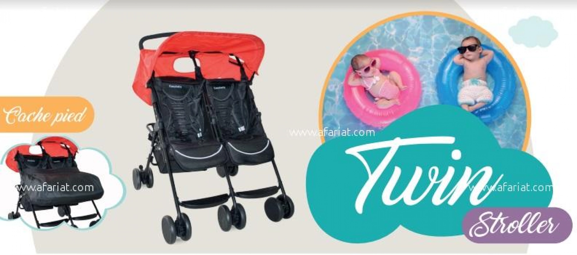 Poussette Jumeaux Safe Afariat Tayara